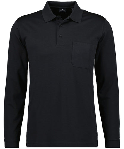 RAGMAN Softknit-Polo mit Brusttasche, Langarm L
