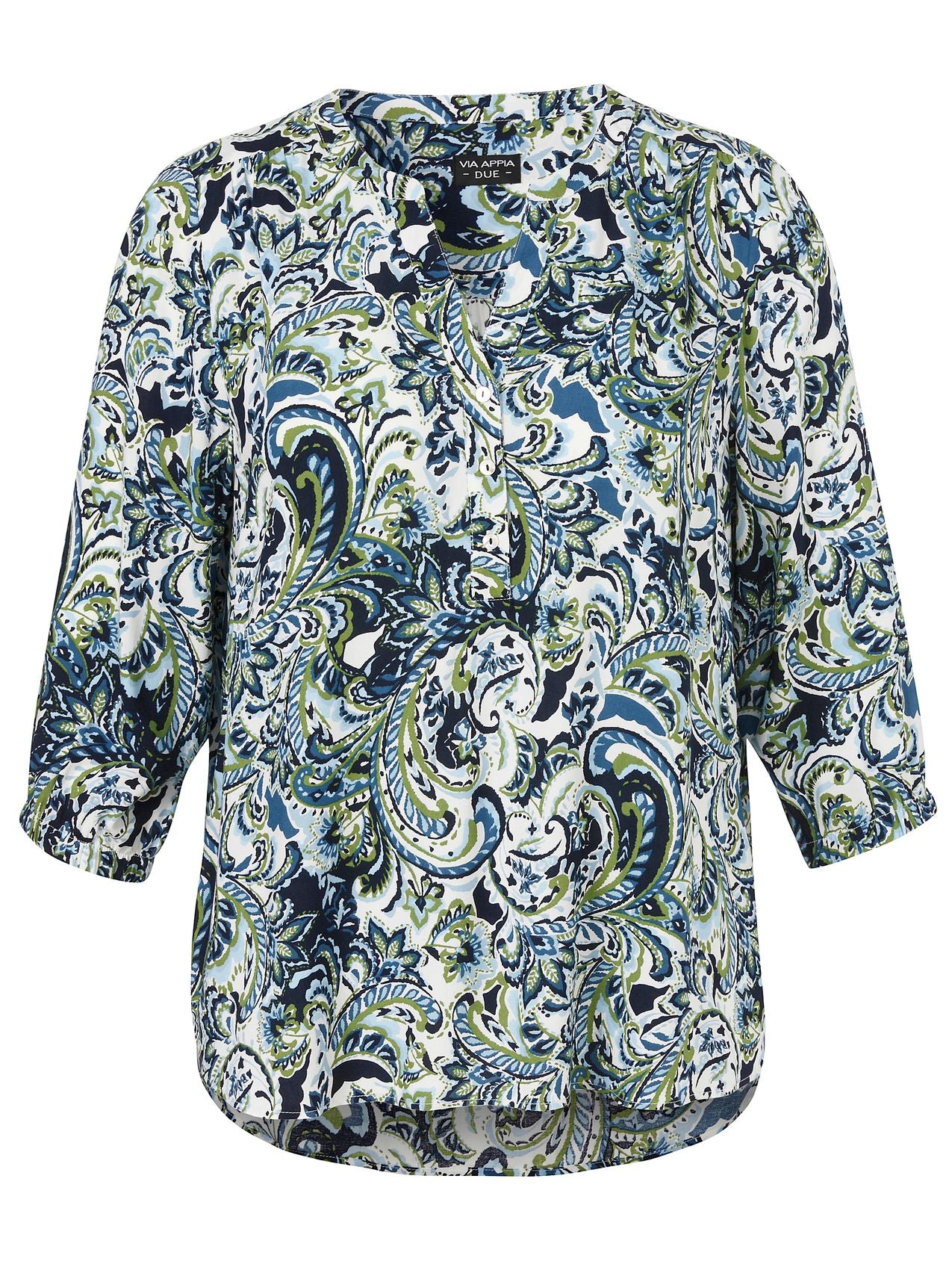 Bluse V-Ausschnitt 3/4 Arm Druck