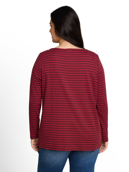 TOM TAILOR Plus Size - Langarmshirt mit Streifenmuster