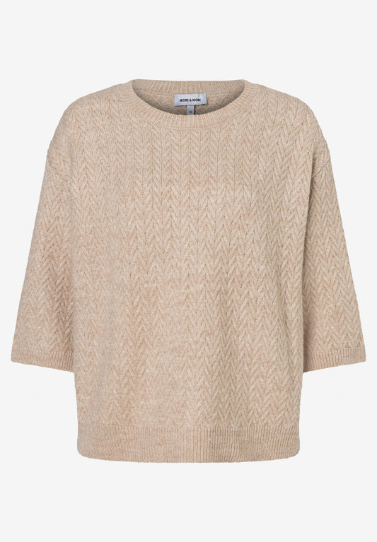 MORE & MORE Pullover with Structure, pale stone 40