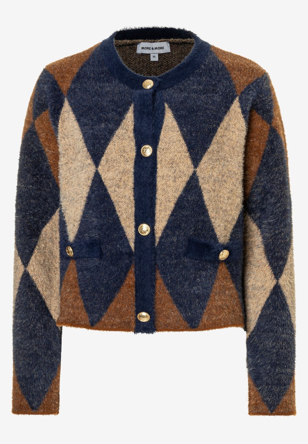 MORE & MORE Argyle Cardigan, argyle knit 38