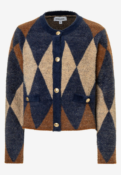 MORE & MORE Argyle Cardigan, argyle knit 38