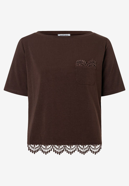 MORE & MORE T-Shirt mit Spitzen-Saum