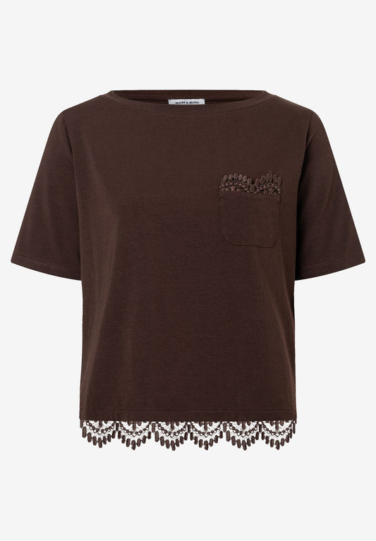 MORE & MORE T-Shirt mit Spitzen-Saum