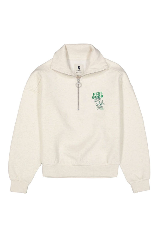 GARCIA Sweatshirt mit Troyerkragen und Frontprint