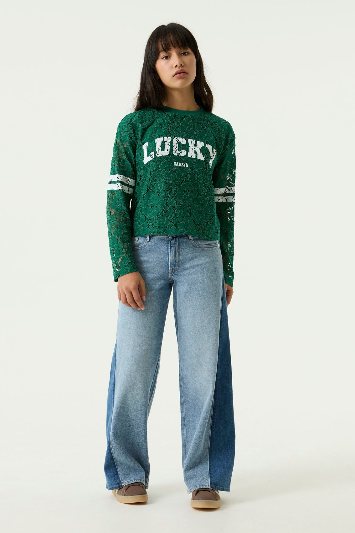 GARCIA Wide-Leg-Jeans mit seitlichen Kontrasteinsätzen