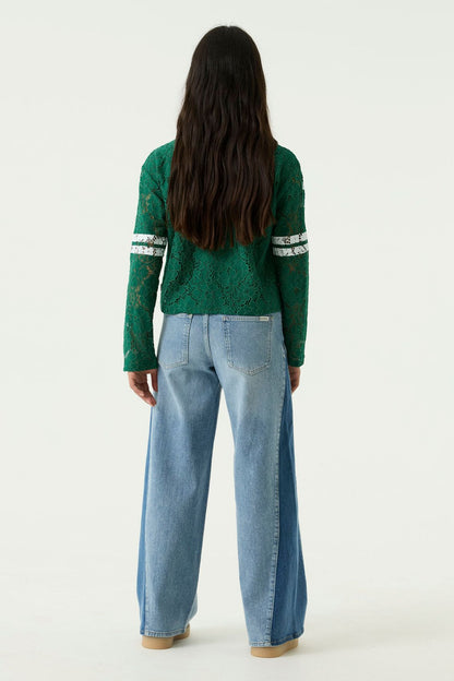 GARCIA Wide-Leg-Jeans mit seitlichen Kontrasteinsätzen