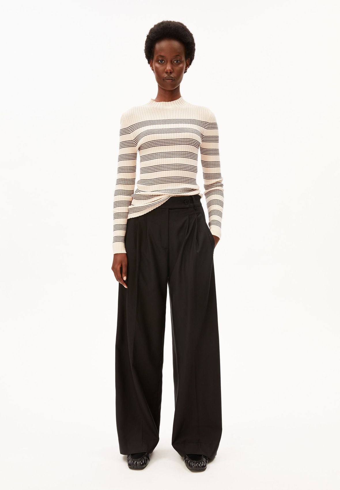 ALAANIA STRIPED KNIT SWEATER