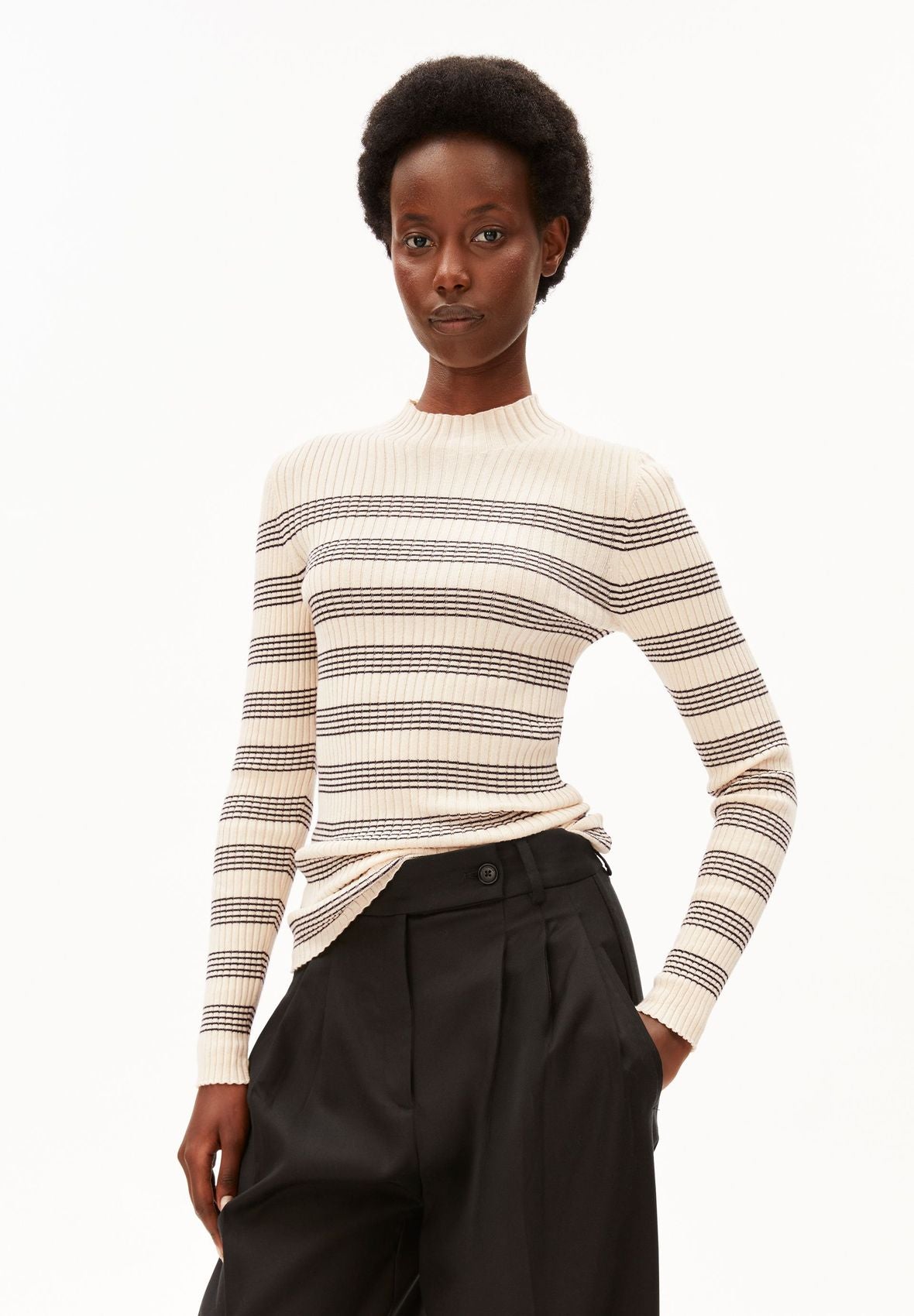 ALAANIA STRIPED KNIT SWEATER