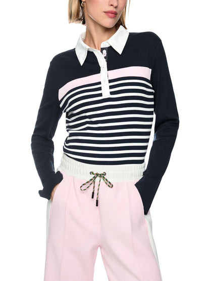 Poloshirt in Rippstruktur mit Streifen