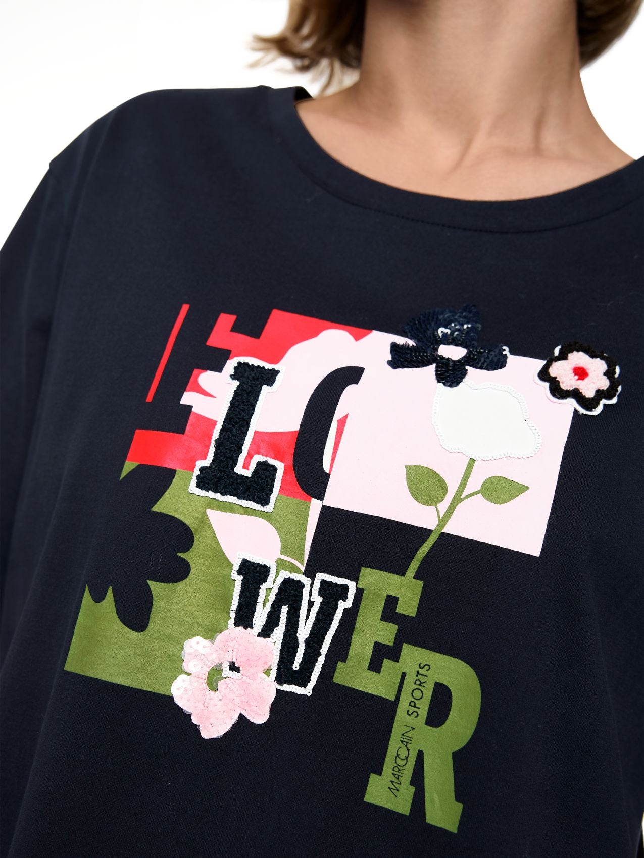 T-Shirt mit Print und Pailetten