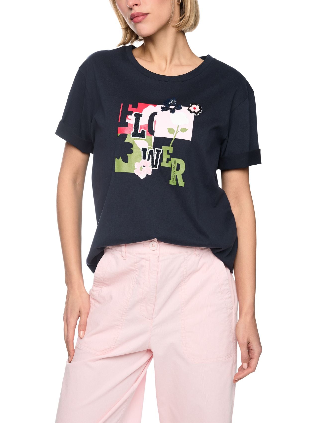 T-Shirt mit Print und Pailetten