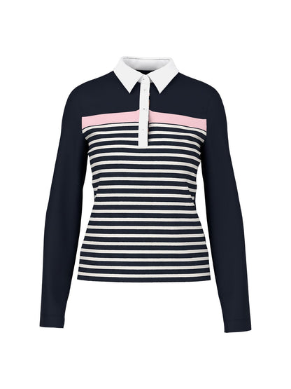 Poloshirt in Rippstruktur mit Streifen