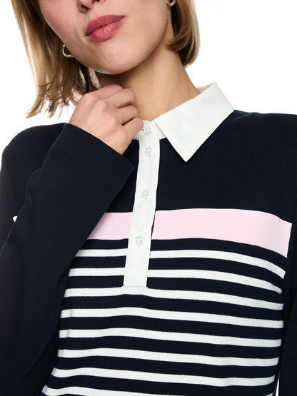 Poloshirt in Rippstruktur mit Streifen