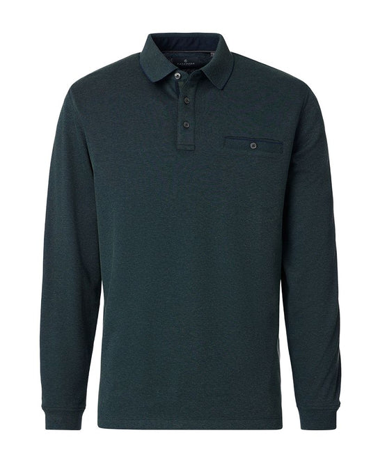 CASA MODA Strukturiertes Langarm-Poloshirt