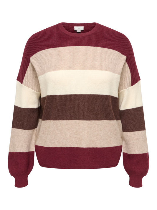 ONLY CARMAKOMA CARATIA L/S STRIPE PULLOV KNT NOOS