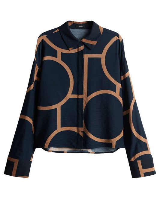 OPUS Kurz geschnittene Bluse mit grafischem Muster