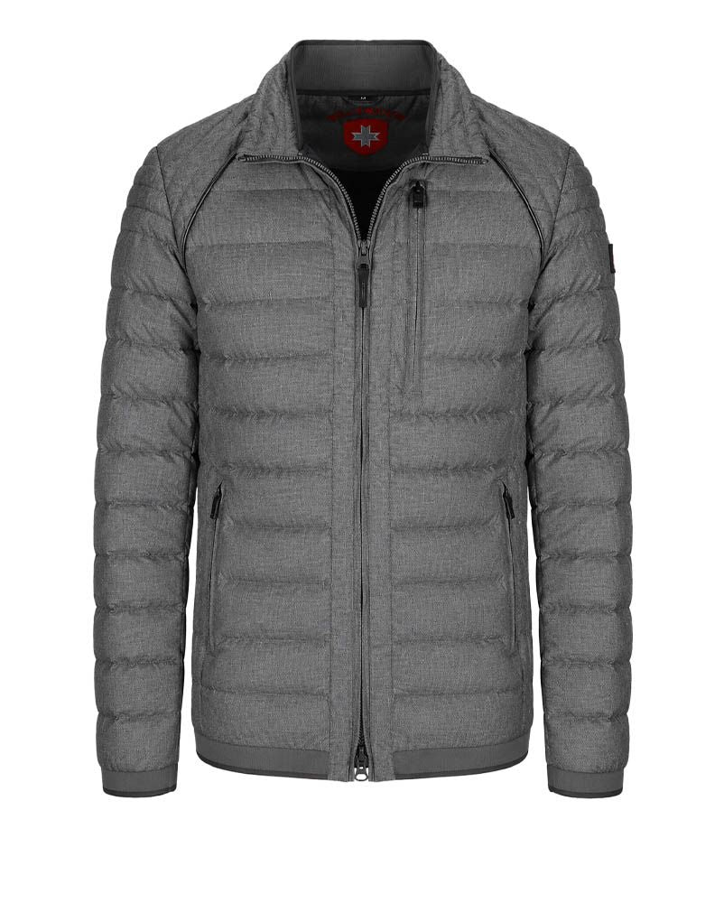 Leichter Herren-Steppblouson mit Lederpaspelierungen
