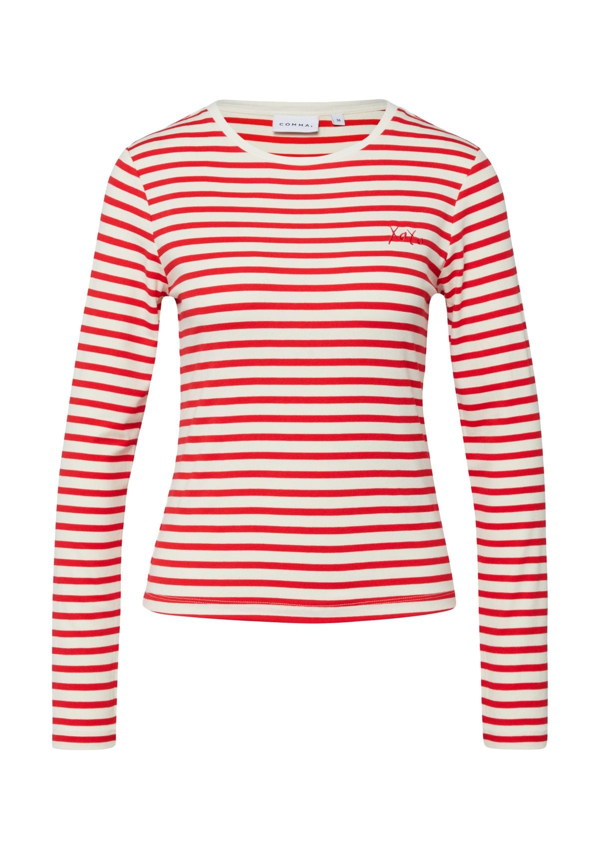 Gestreiftes Langarmshirt mit Stick Motiv