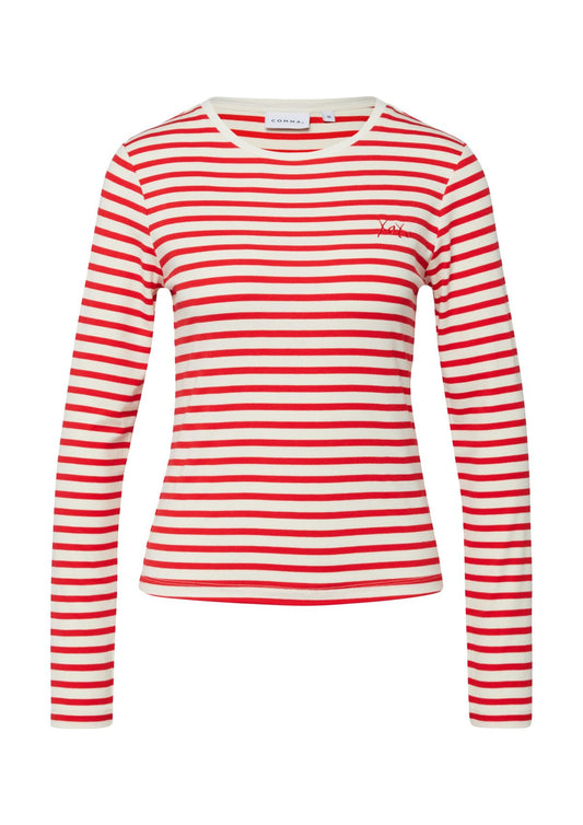 Gestreiftes Langarmshirt mit Stick Motiv