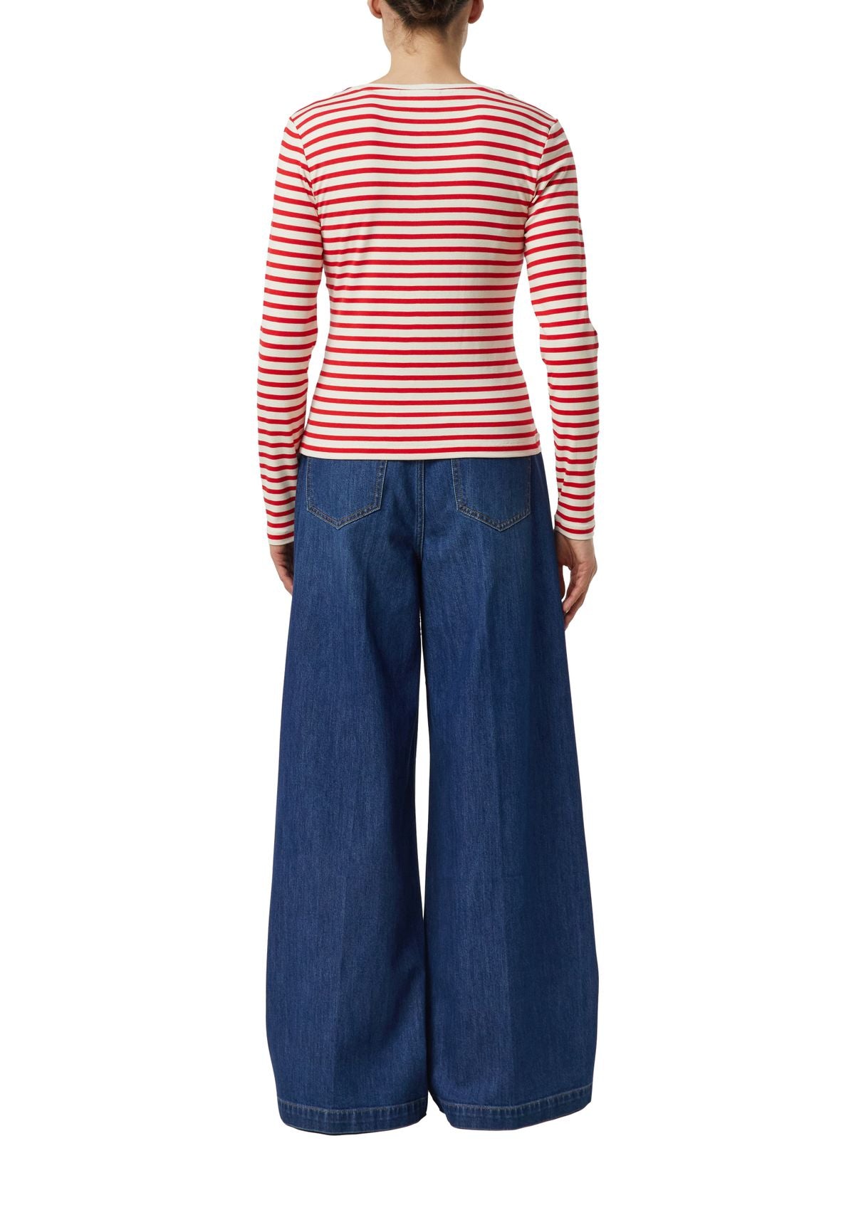 Gestreiftes Langarmshirt mit Stick Motiv