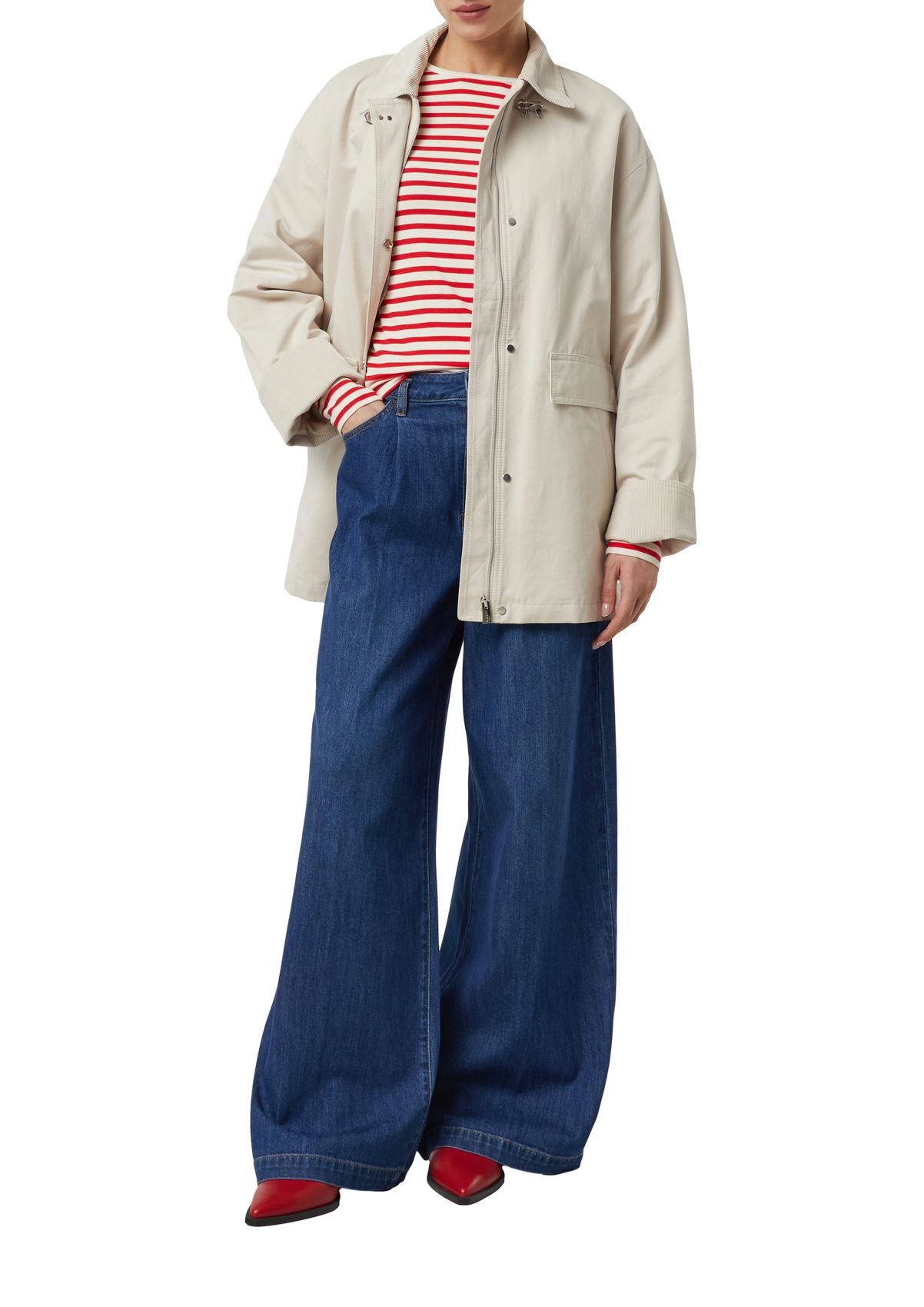 Gestreiftes Langarmshirt mit Stick Motiv