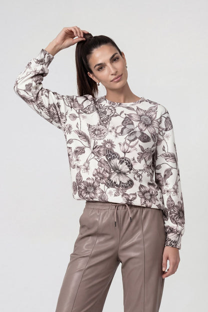 Pullover, taupe gemustert