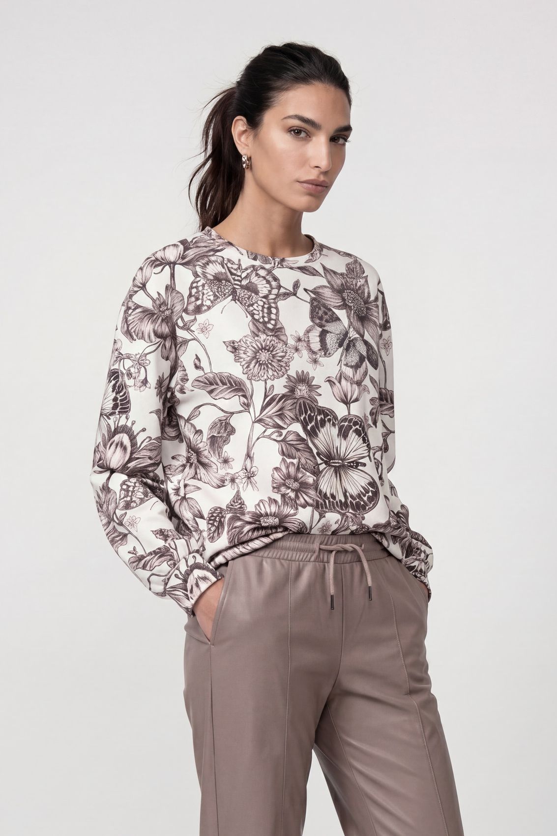 Pullover, taupe gemustert
