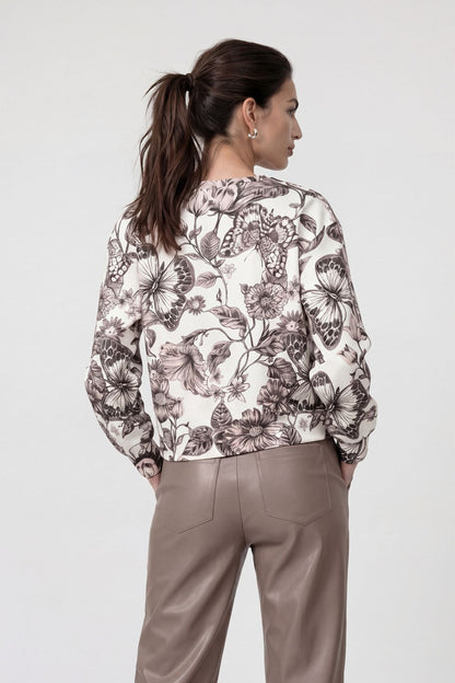 Pullover, taupe gemustert