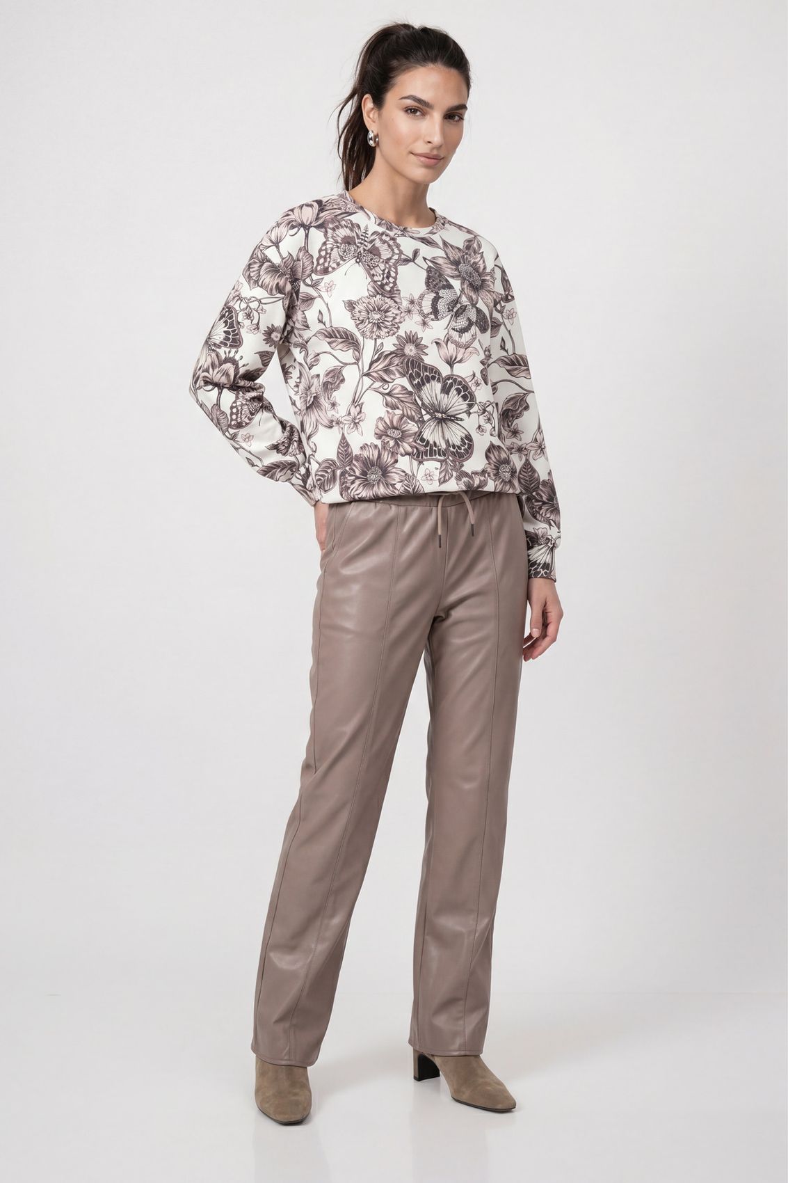 Pullover, taupe gemustert