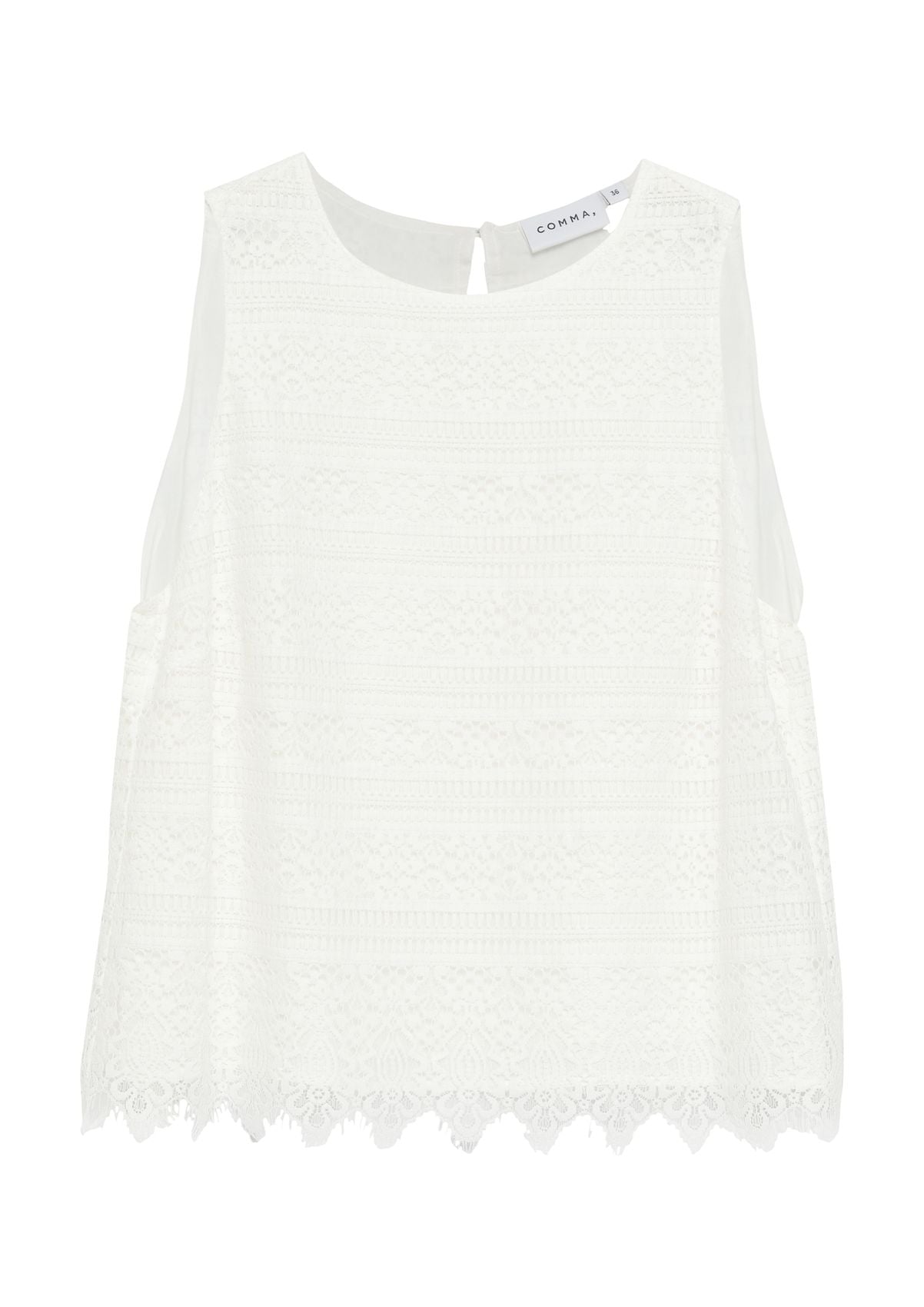 Spitzentop mit Muschelsaum