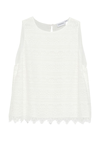 Spitzentop mit Muschelsaum