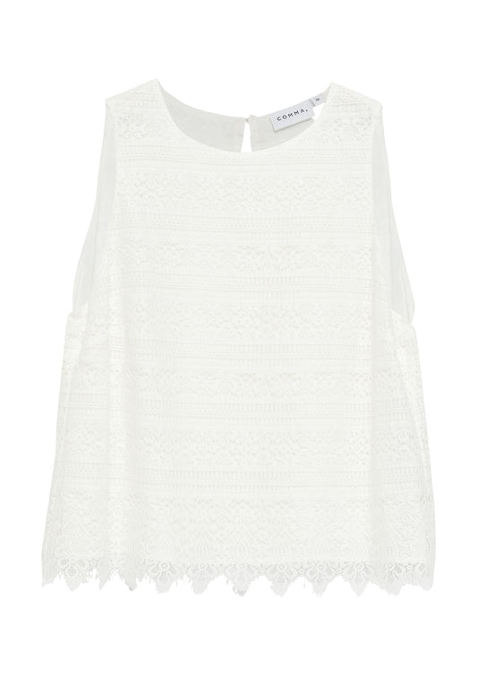 Spitzentop mit Muschelsaum