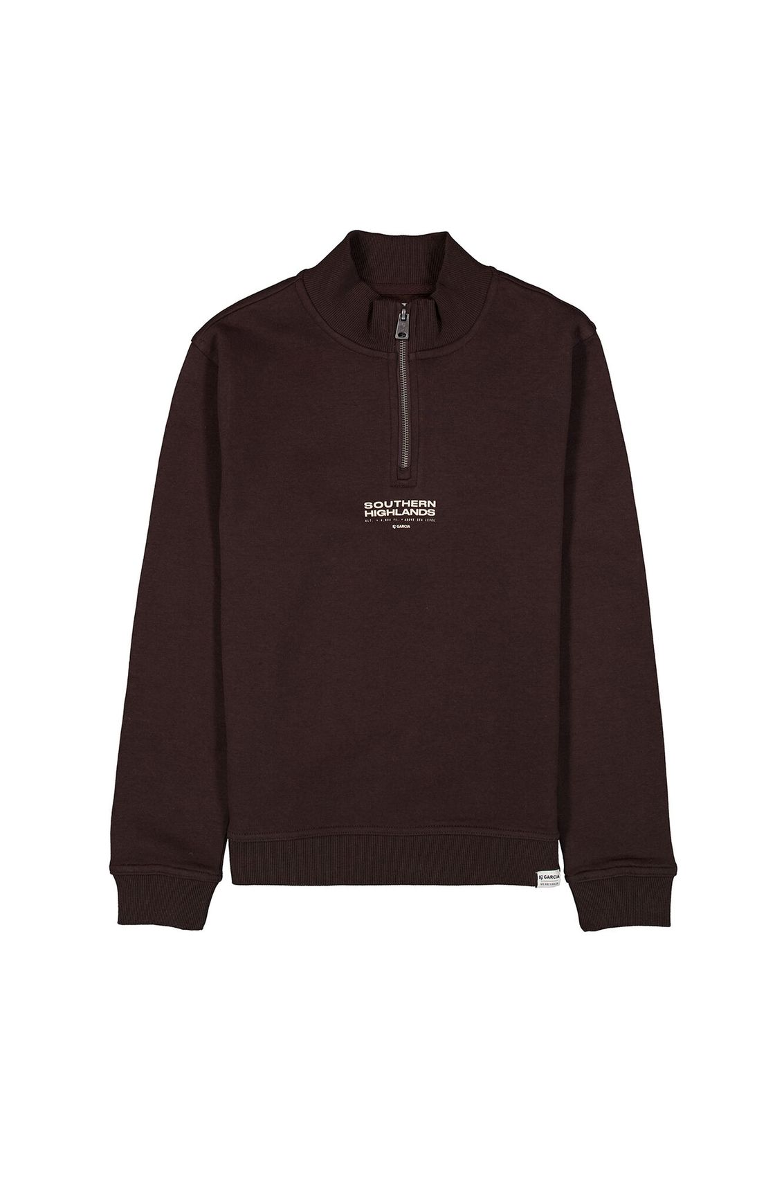 Beiger Pullover mit Viertel-Reißverschluss