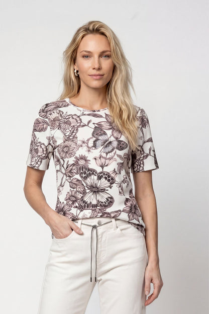 T-Shirt, taupe gemustert
