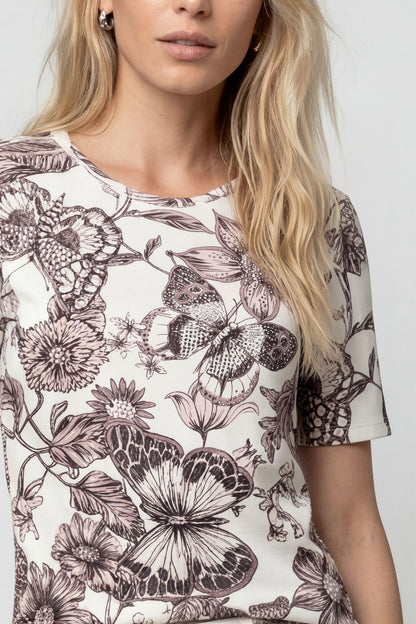 T-Shirt, taupe gemustert