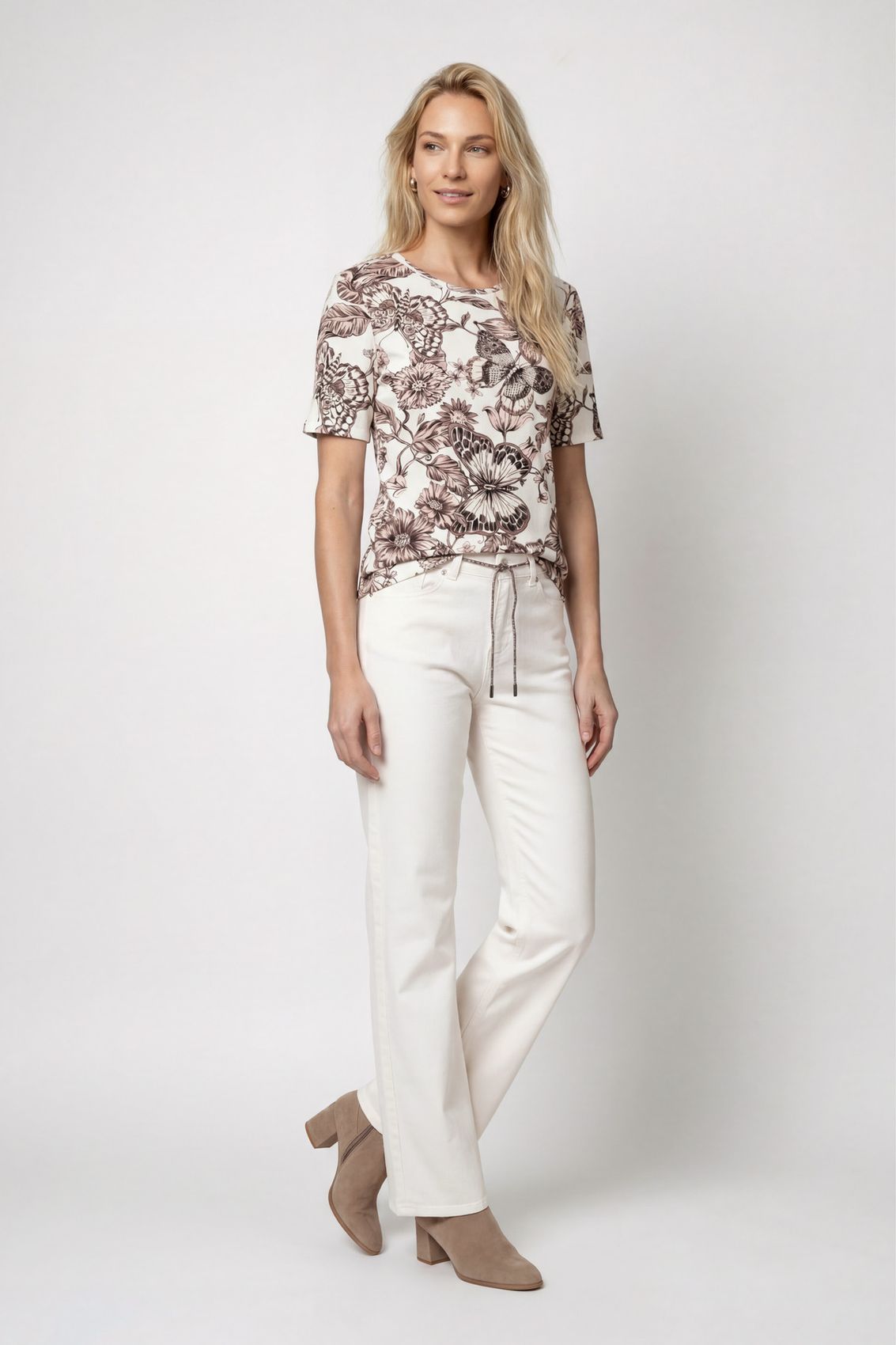 T-Shirt, taupe gemustert