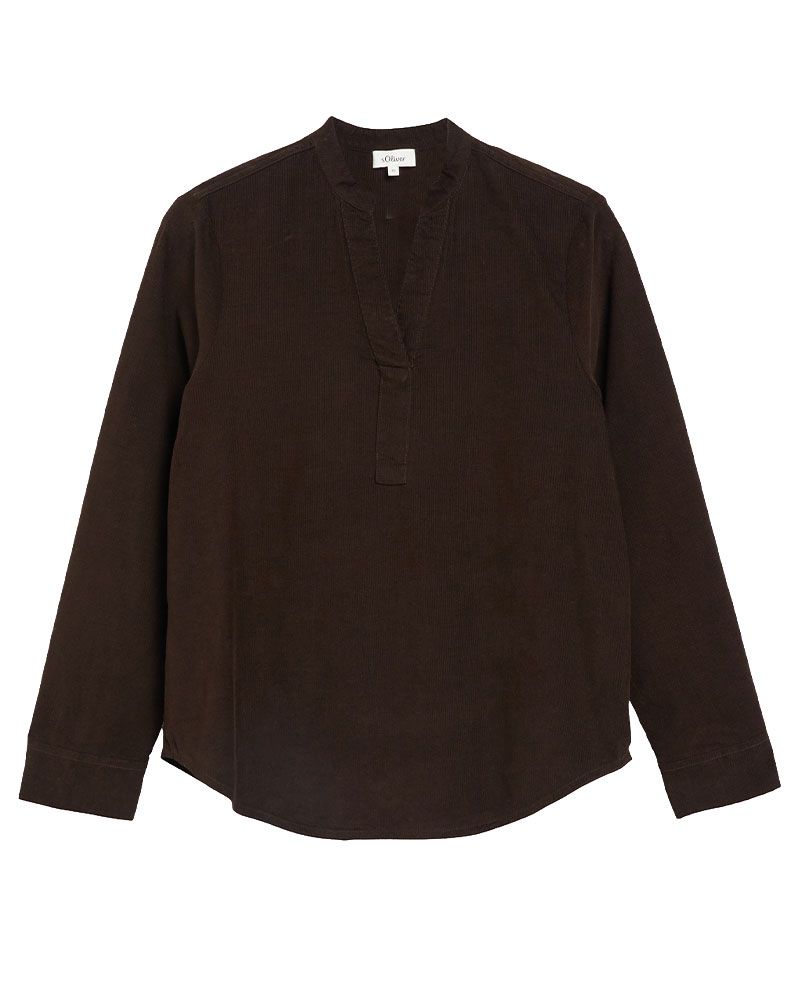 S.OLIVER Feincord-Bluse mit Stehkragen