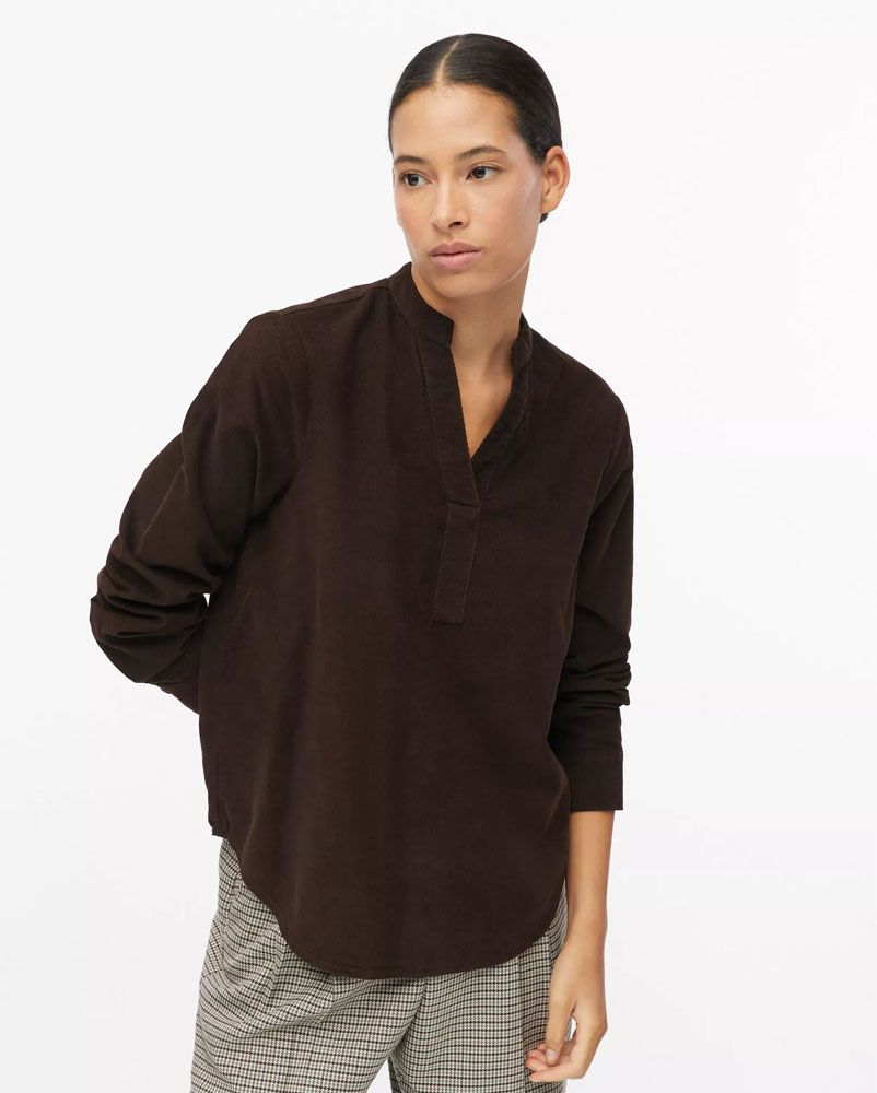S.OLIVER Feincord-Bluse mit Stehkragen