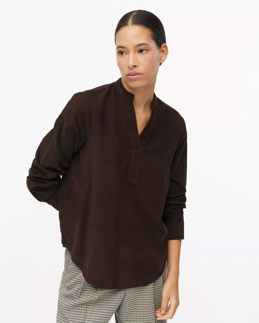 S.OLIVER Feincord-Bluse mit Stehkragen