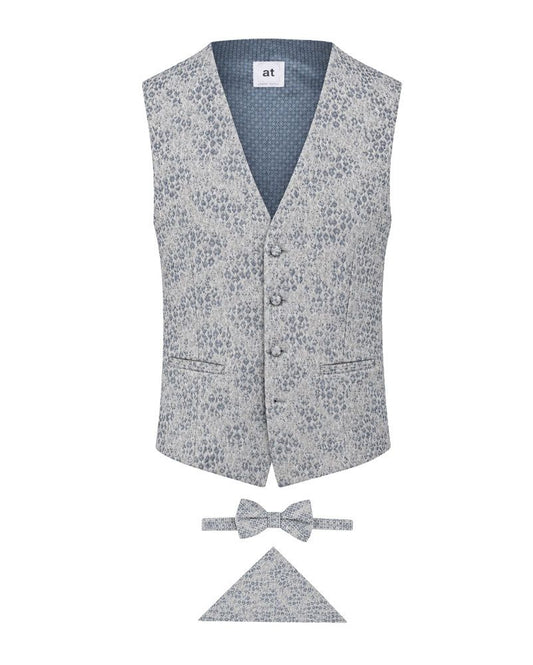 Gemusterte Hochzeitsweste mit Fliegen-Set