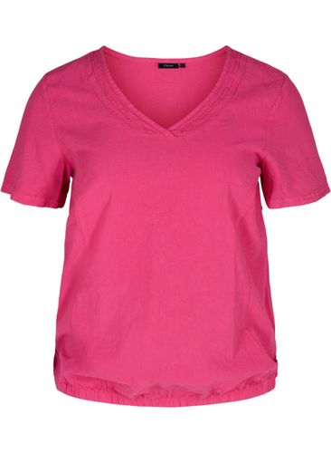 ZIZZI Kurzarm Bluse aus Baumwolle mit V-Ausschnitt Default Title