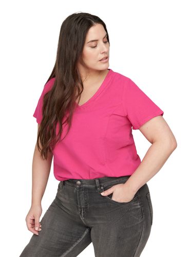 ZIZZI Kurzarm Bluse aus Baumwolle mit V-Ausschnitt