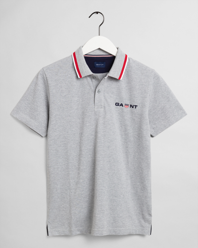 D2. GANT RETRO SHIELD SS RUGGER, GREY MELANGE