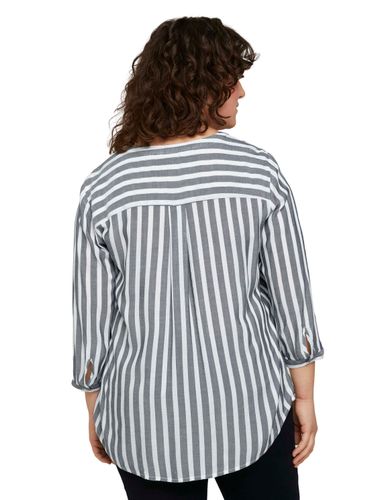 TOM TAILOR Plus Size - Gestreifte Henleybluse mit LENZING™ ECOVERO™