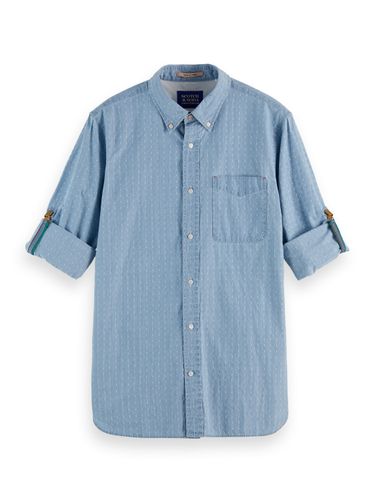 SCOTCH & SODA Mini structured indigo slim fit shi, Bleached Indigo