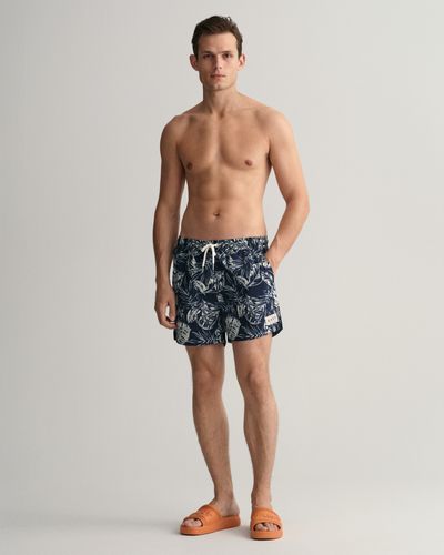 GANT Classic Fit Tropical Leaves Badeshorts mit Print