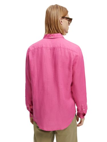 SCOTCH & SODA Linen shirt with sleeve roll-up, Cerise