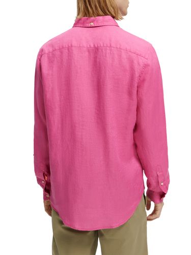 SCOTCH & SODA Linen shirt with sleeve roll-up, Cerise