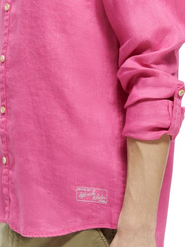 SCOTCH & SODA Linen shirt with sleeve roll-up, Cerise
